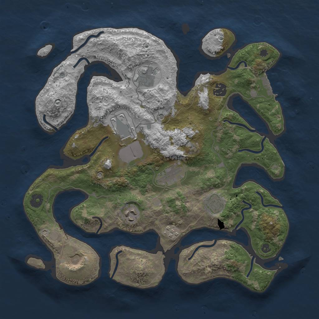 Rust Map: Procedural Map, Size: 3500, Seed: 685458920, 12 Monuments