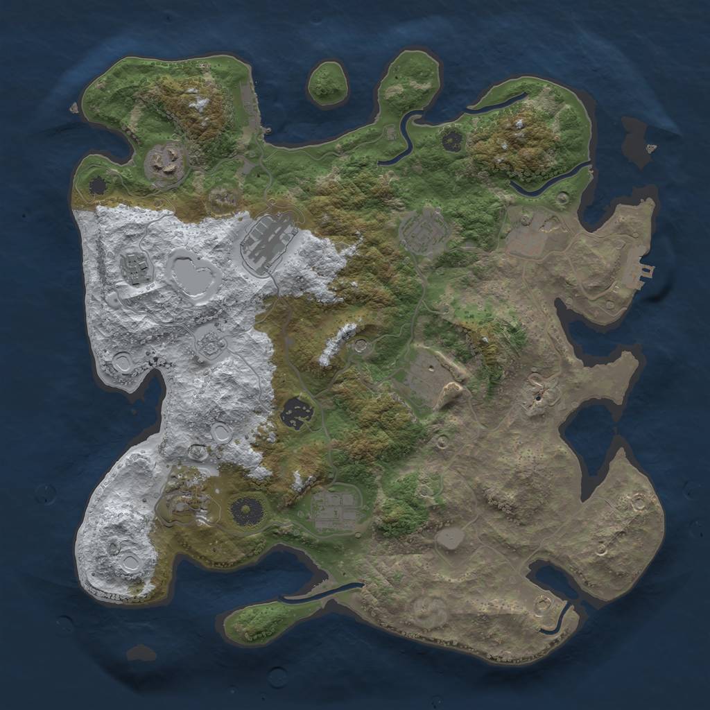 Rust Map: Procedural Map, Size: 3499, Seed: 462989297, 18 Monuments