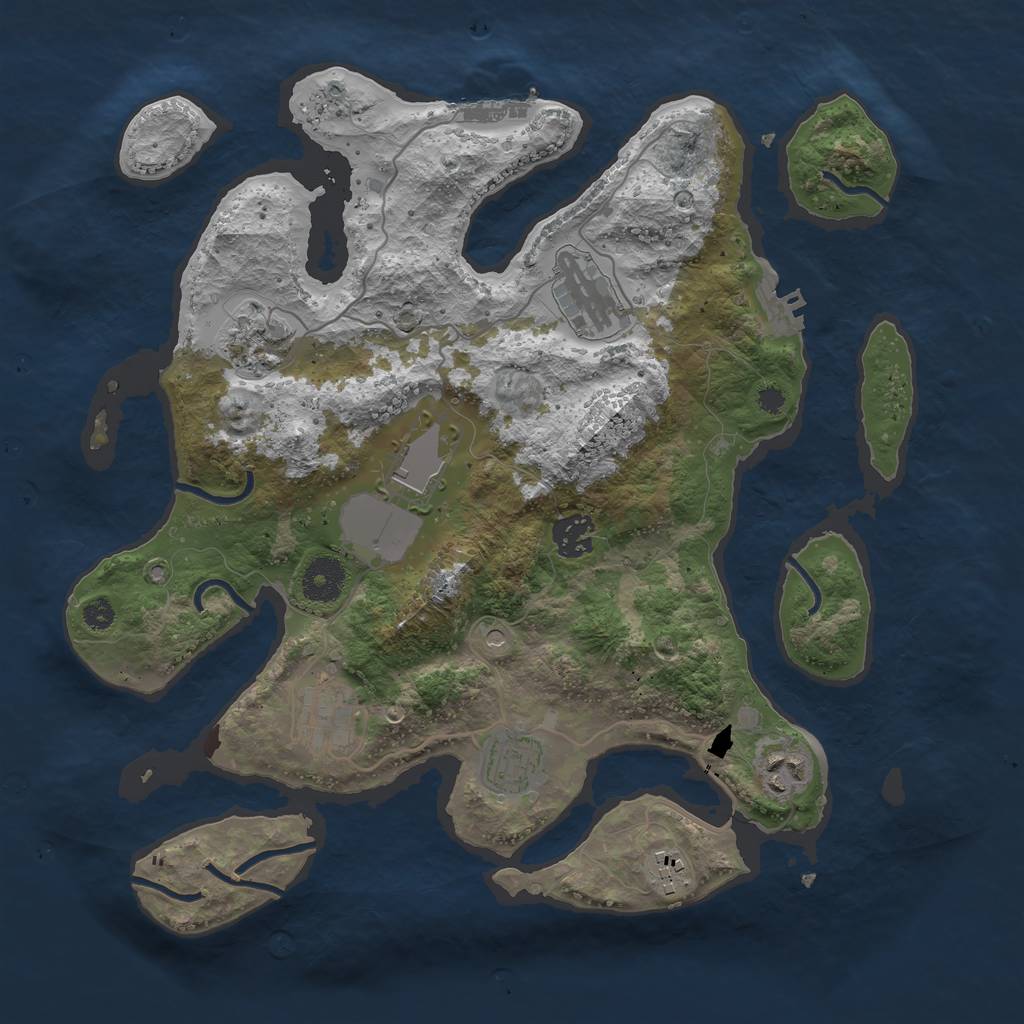 Rust Map: Procedural Map, Size: 3500, Seed: 185508, 13 Monuments