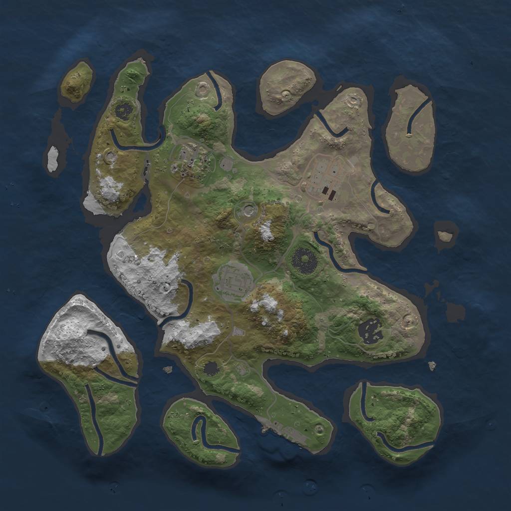 Rust Map: Procedural Map, Size: 3000, Seed: 1010279077, 8 Monuments