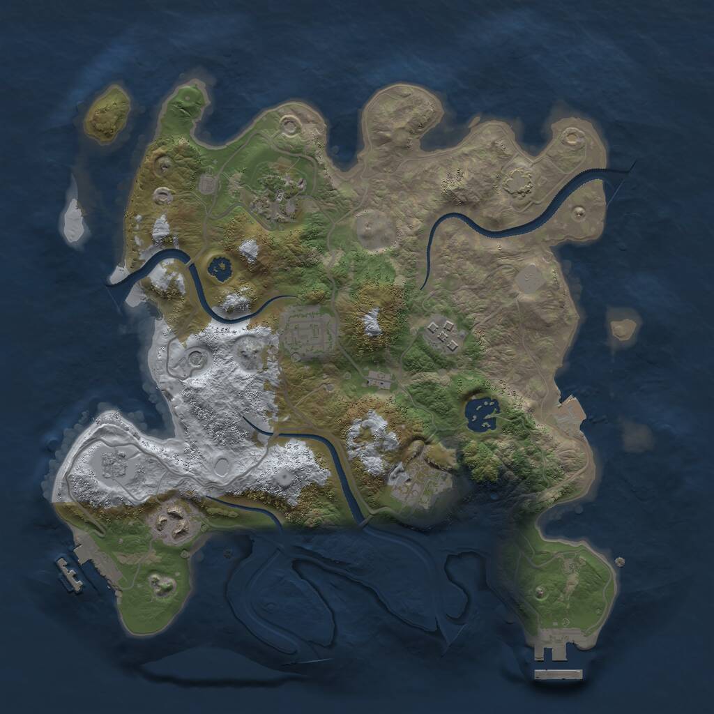 Rust Map: Procedural Map, Size: 3000, Seed: 1010279077, 12 Monuments