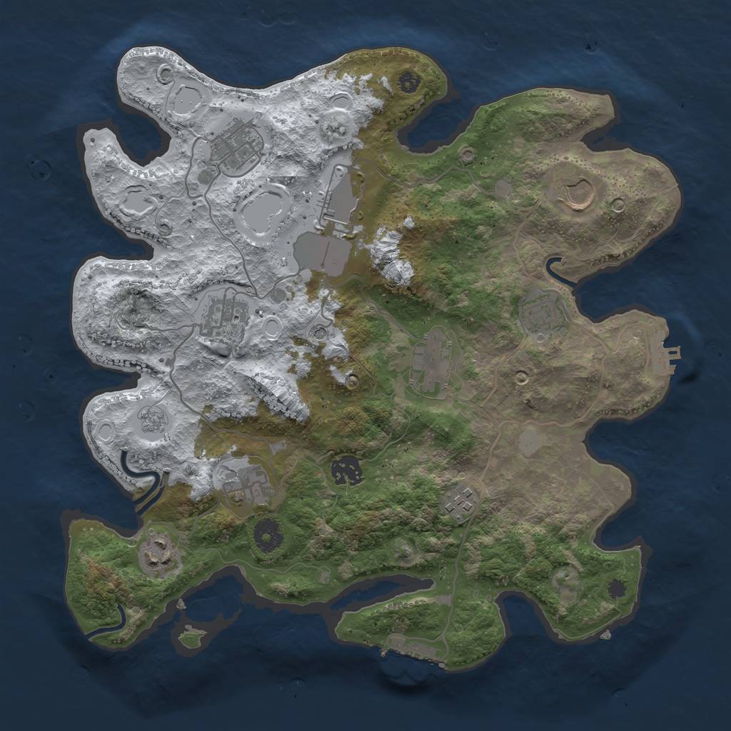 Rust Map: Procedural Map, Size: 3500, Seed: 1793457888, 19 Monuments