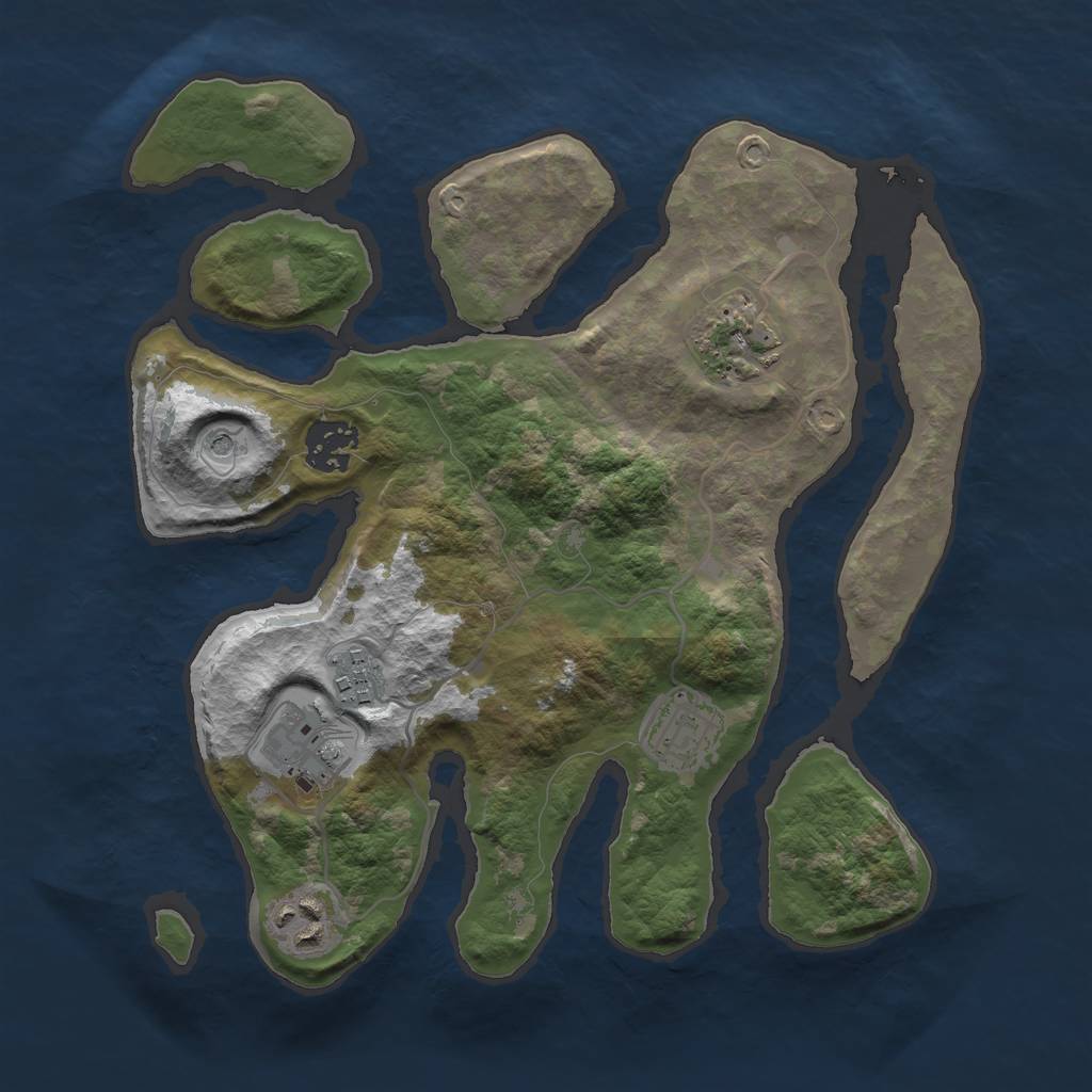 Rust Map: Barren, Size: 3000, Seed: 76, 9 Monuments