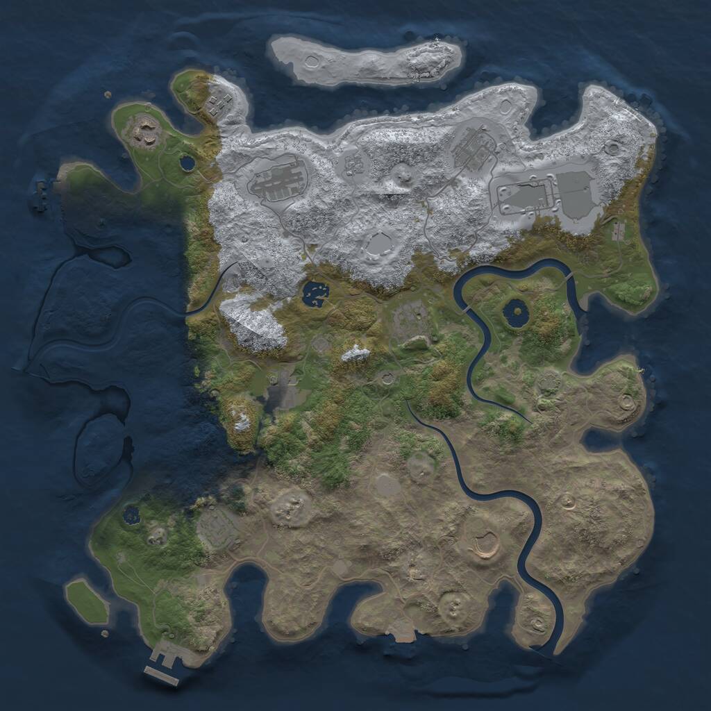Rust Map: Procedural Map, Size: 3999, Seed: 1, 16 Monuments