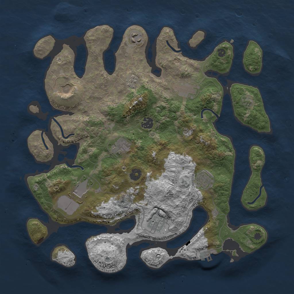 Rust Map: Procedural Map, Size: 3700, Seed: 29878493, 13 Monuments