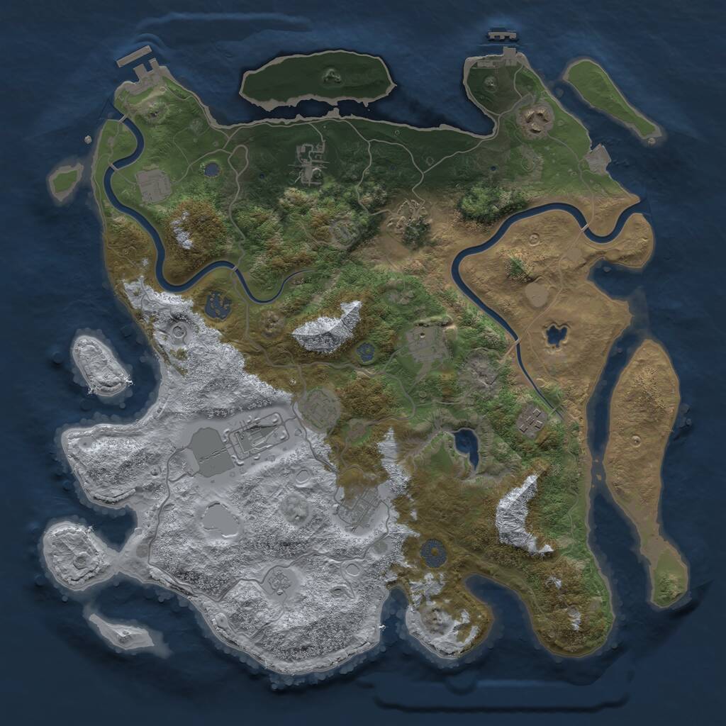 Rust Map: Procedural Map, Size: 4000, Seed: 67899170, 17 Monuments