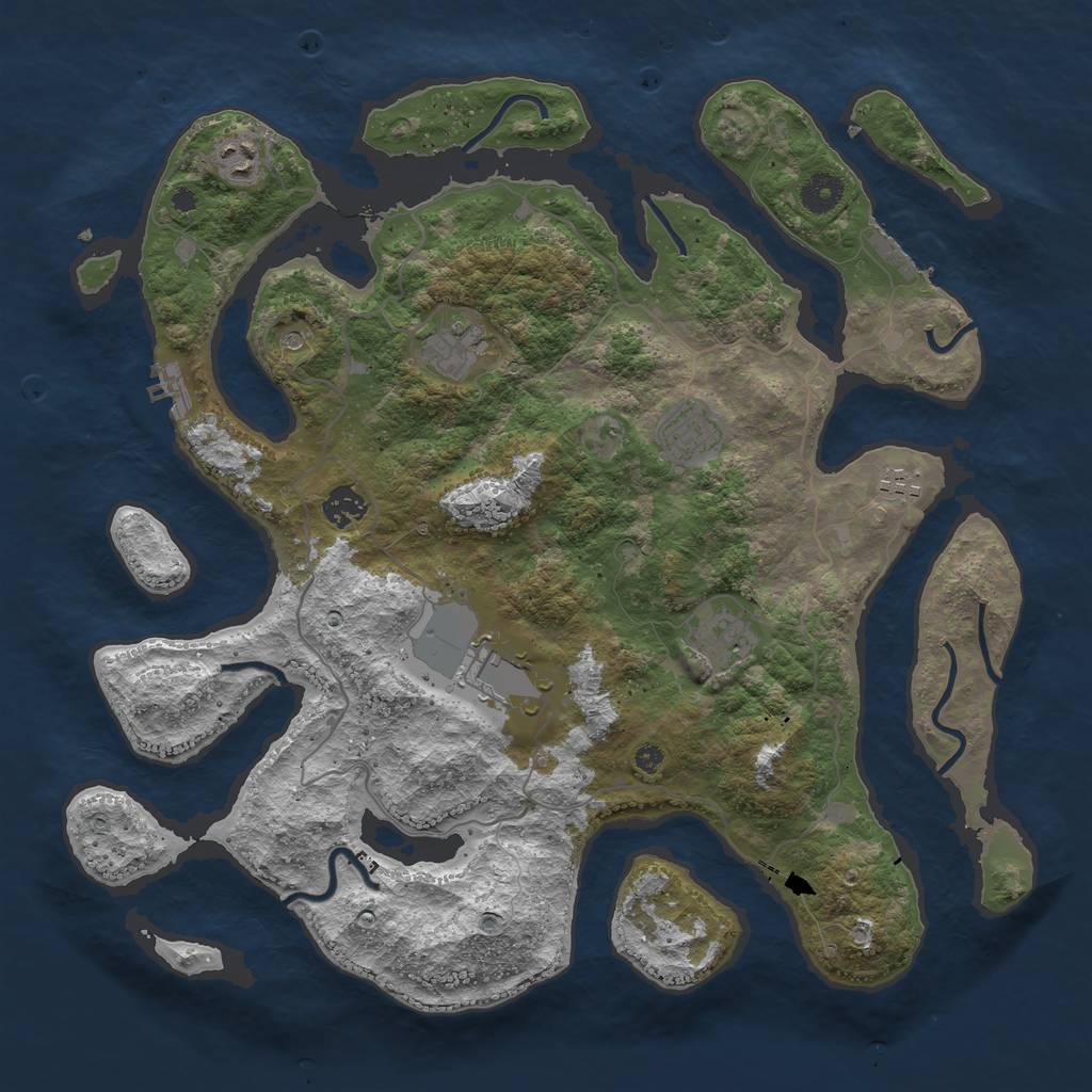 Rust Map: Procedural Map, Size: 4000, Seed: 67899170, 12 Monuments