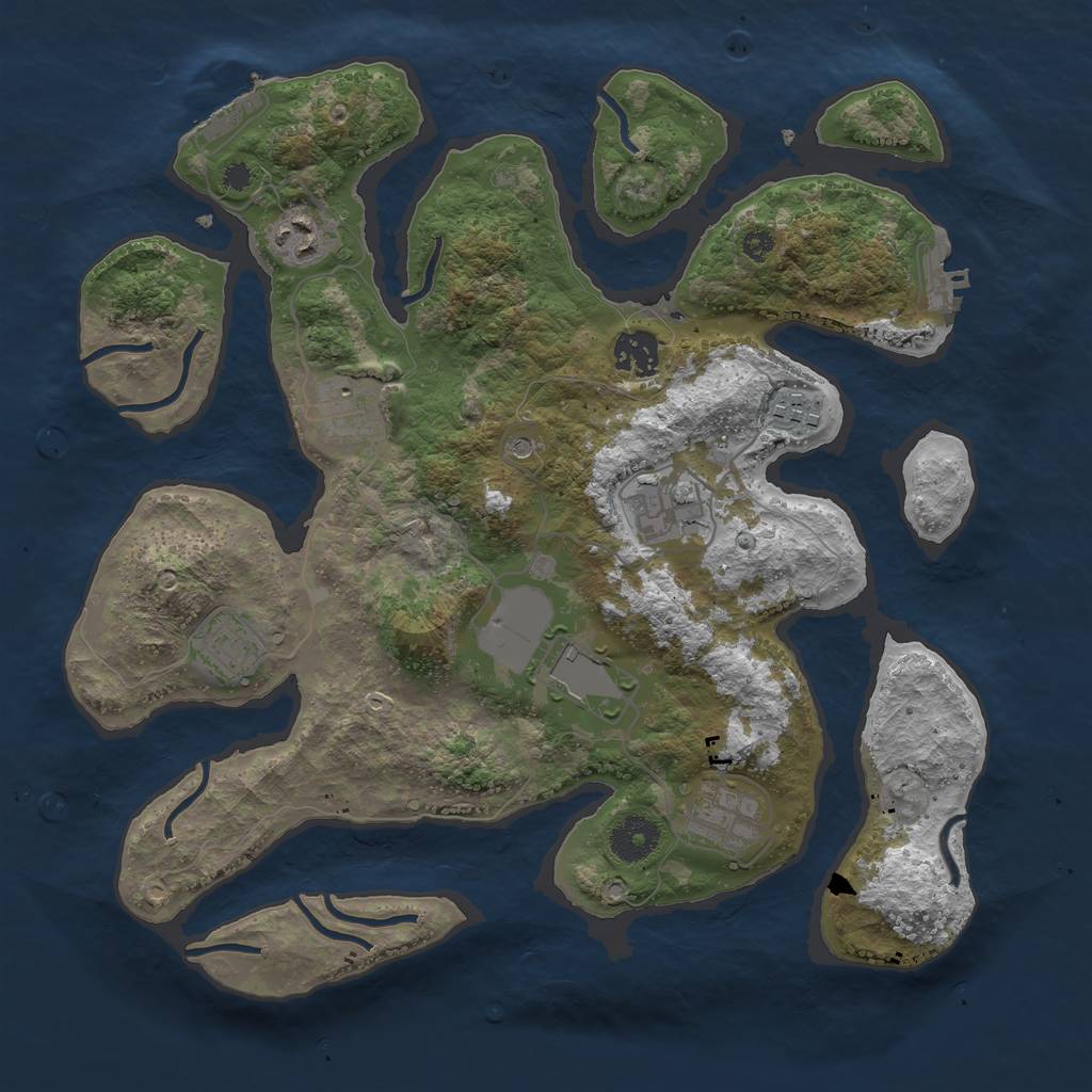 Rust Map: Procedural Map, Size: 3500, Seed: 546754, 13 Monuments