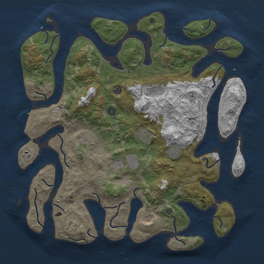 Rust Map: Procedural Map, Size: 4500, Seed: 1362931673, 14 Monuments