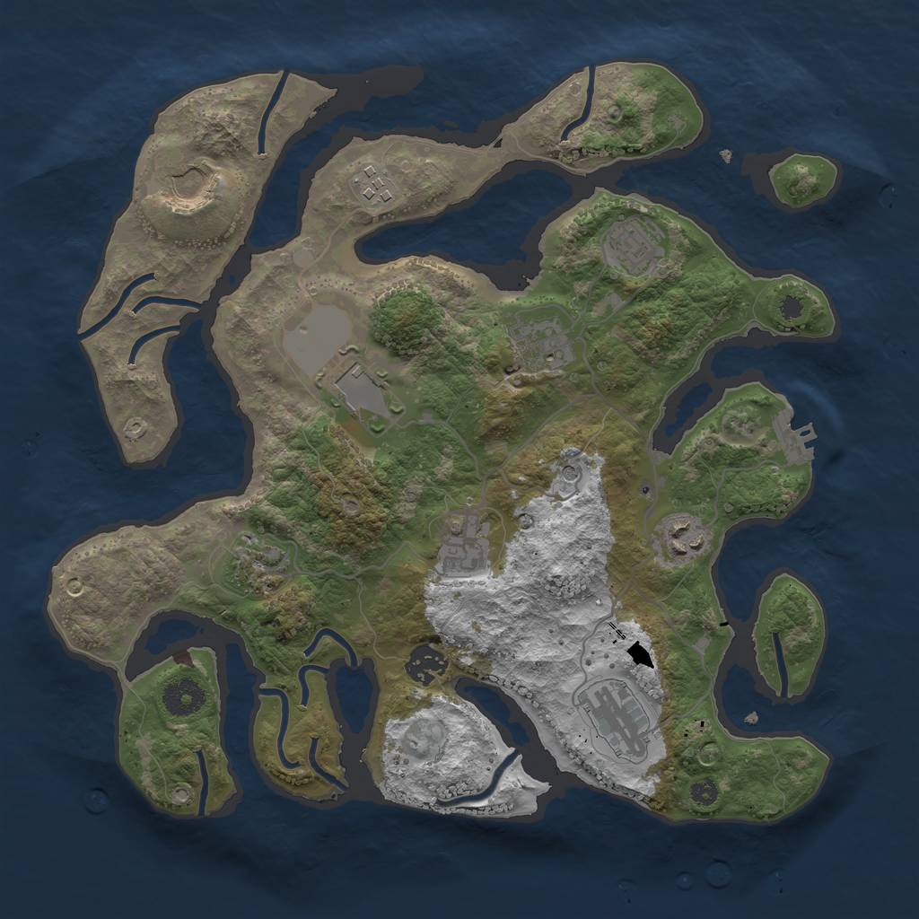 Rust Map: Procedural Map, Size: 3500, Seed: 495876, 14 Monuments