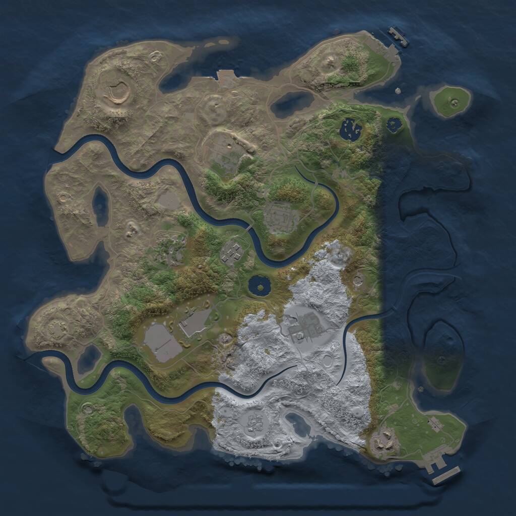 Rust Map: Procedural Map, Size: 3500, Seed: 495876, 15 Monuments