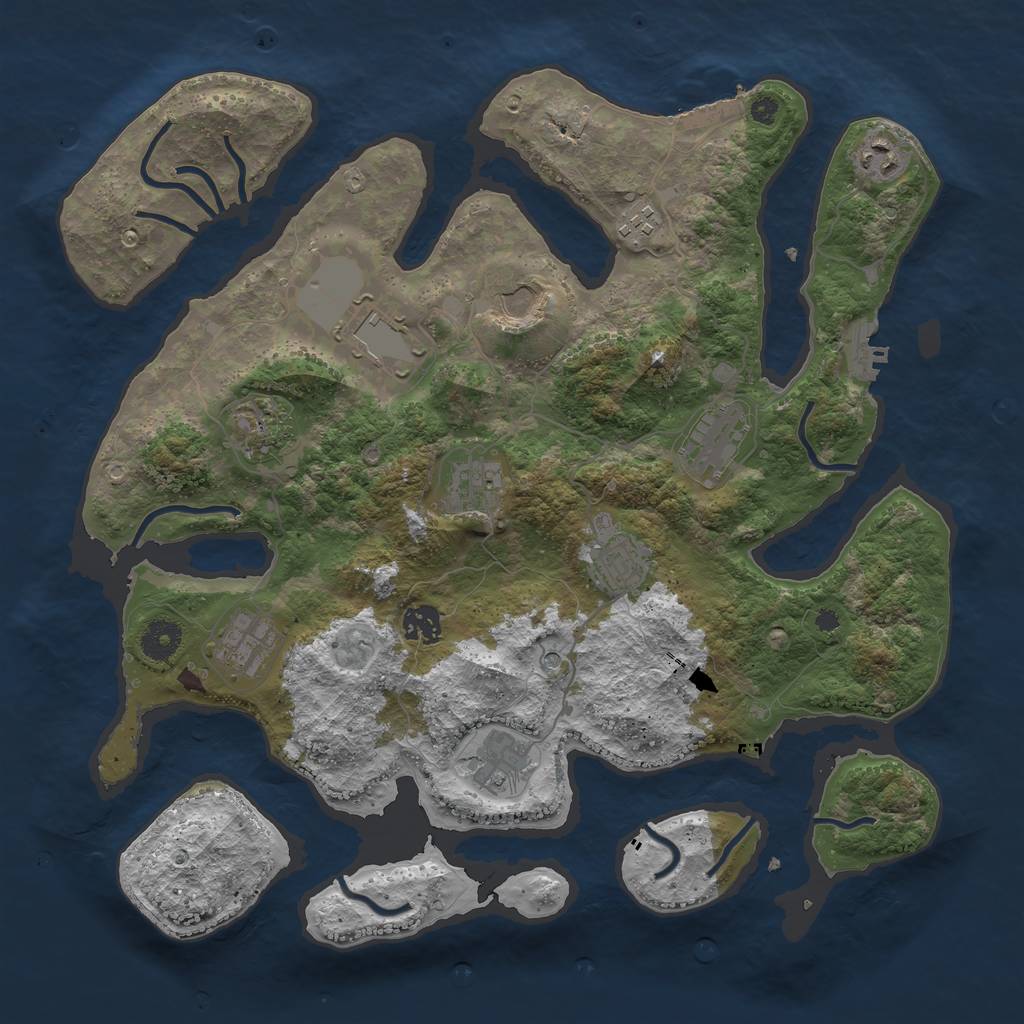 Rust Map: Procedural Map, Size: 3850, Seed: 715706138, 16 Monuments