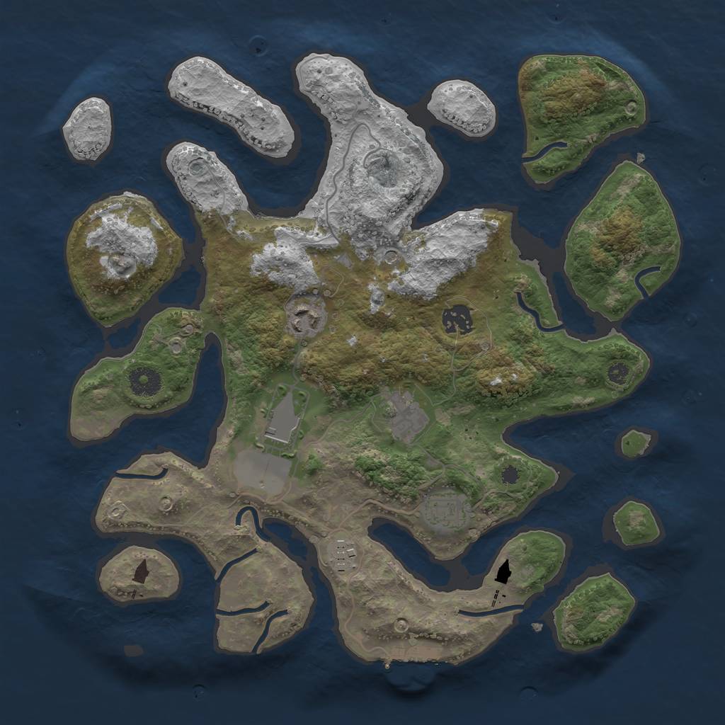 Rust Map: Procedural Map, Size: 3500, Seed: 191354278, 10 Monuments