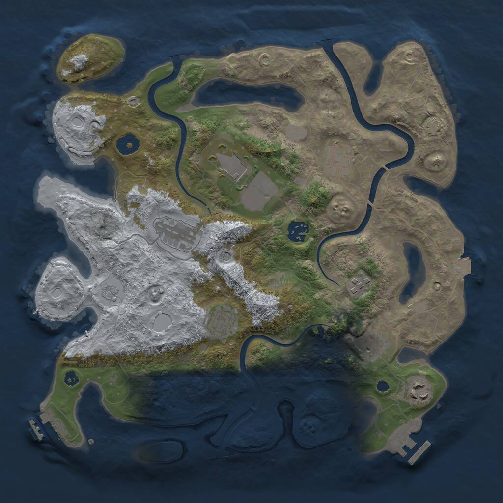 Rust Map: Procedural Map, Size: 3500, Seed: 217172, 14 Monuments