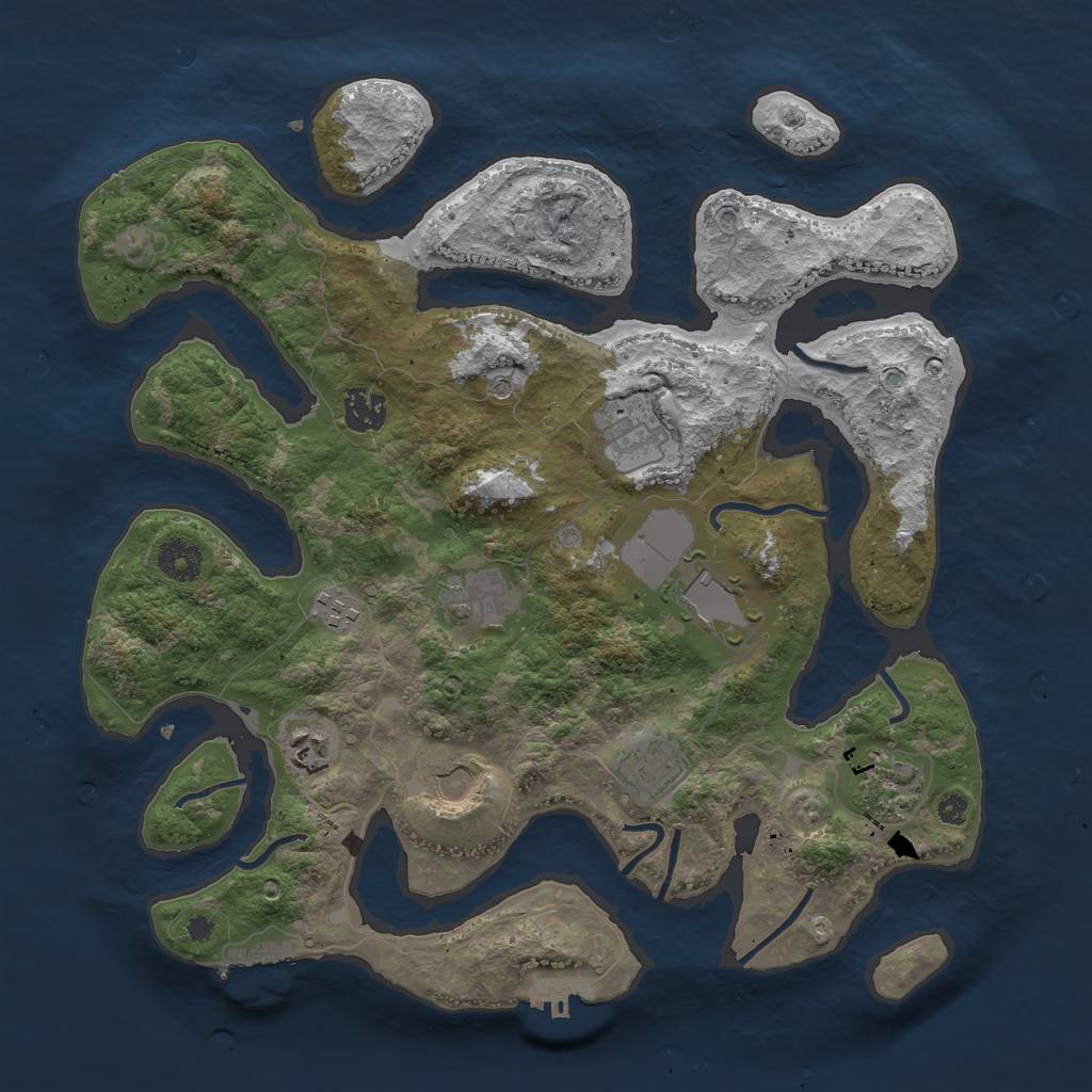 Rust Map: Procedural Map, Size: 3700, Seed: 2084147216, 14 Monuments