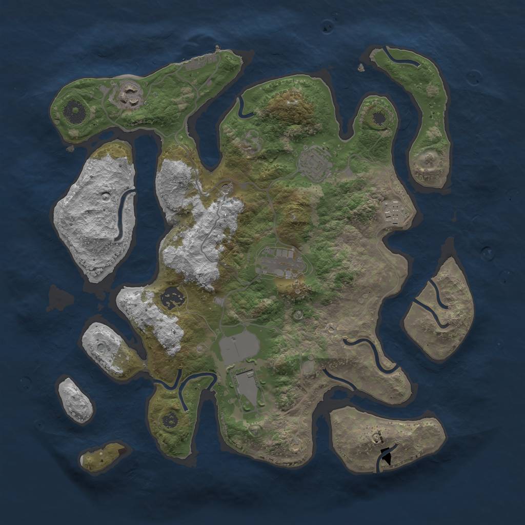 Rust Map: Procedural Map, Size: 3500, Seed: 949505, 10 Monuments