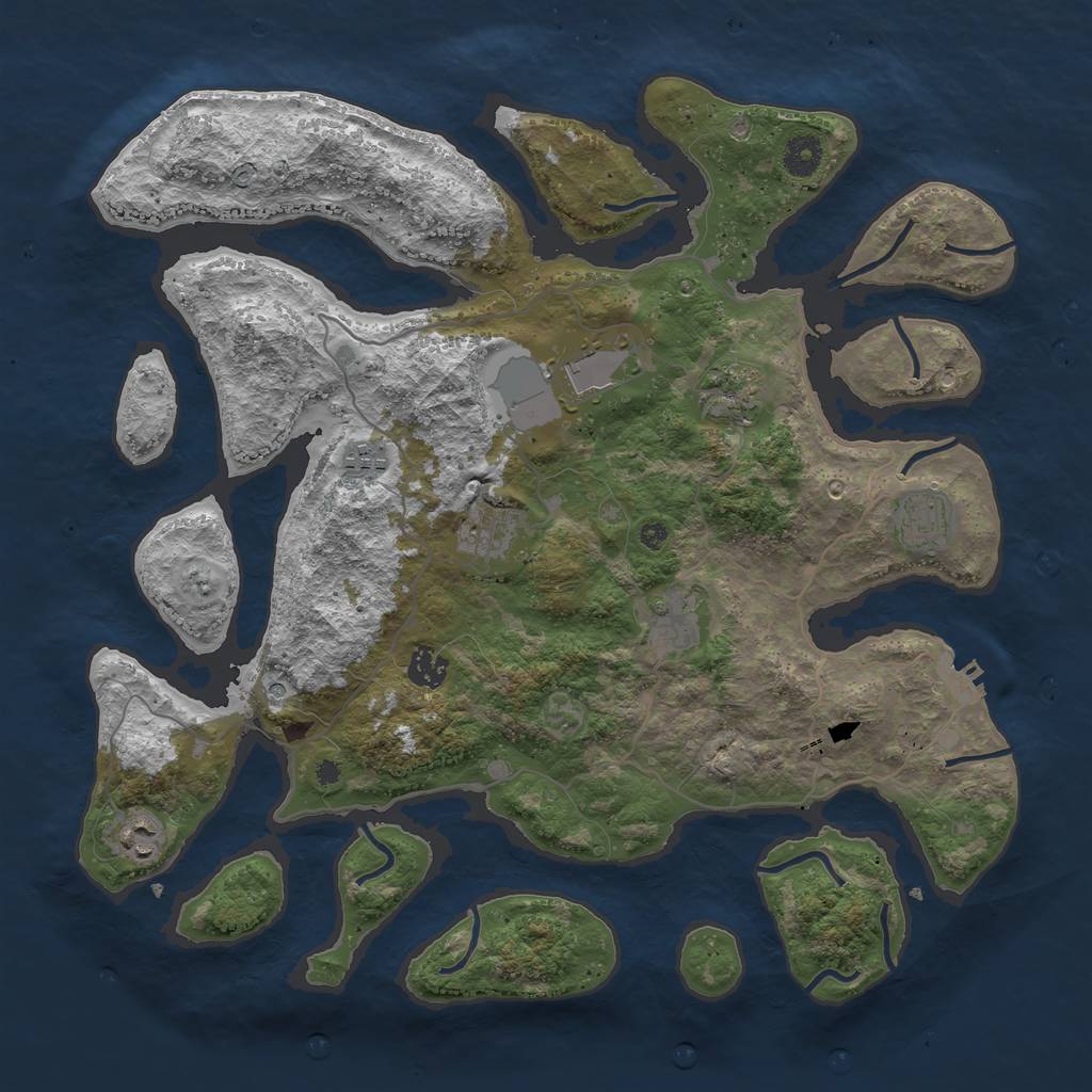 Rust Map: Procedural Map, Size: 4000, Seed: 1050415131, 12 Monuments