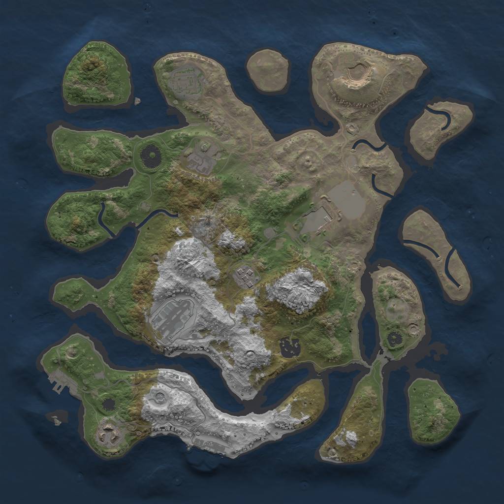 Rust Map: Procedural Map, Size: 3500, Seed: 256870, 13 Monuments