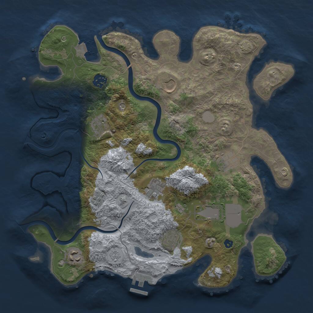 Rust Map: Procedural Map, Size: 3500, Seed: 256870, 14 Monuments