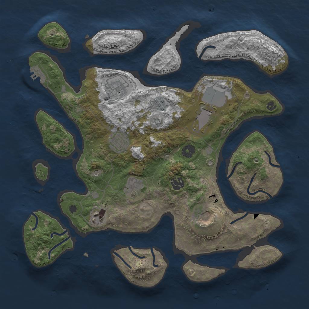 Rust Map: Procedural Map, Size: 3500, Seed: 745182114, 12 Monuments