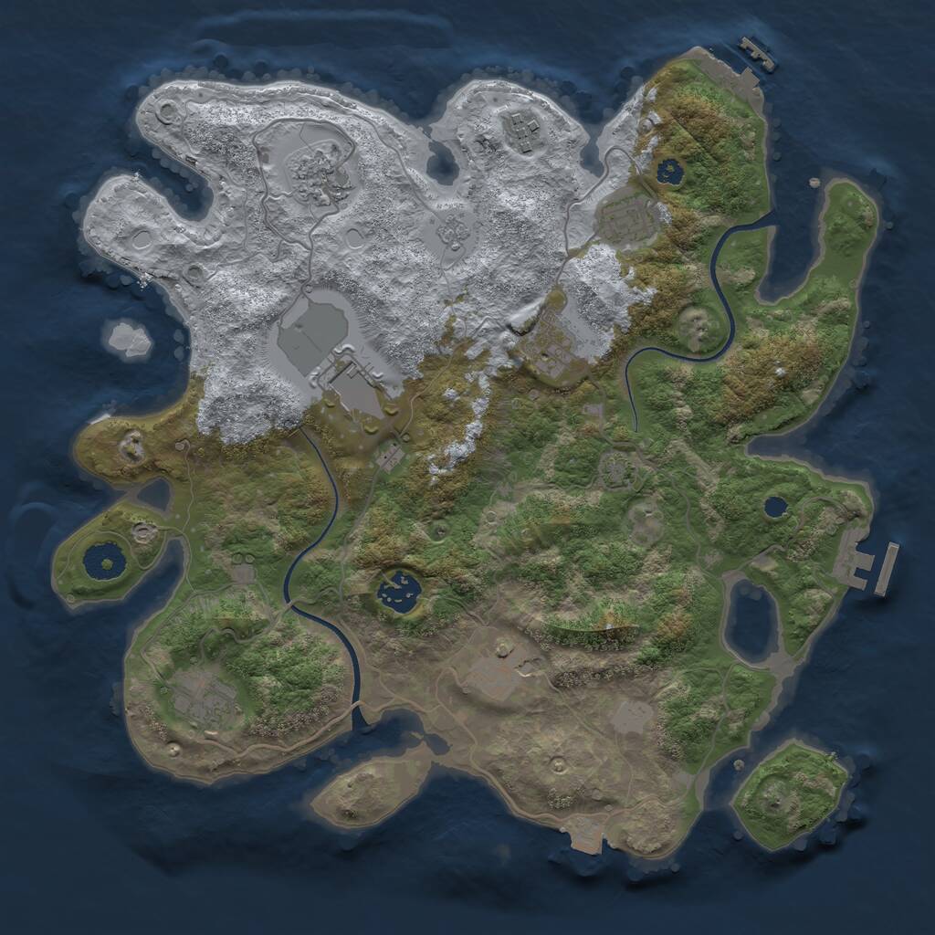 Rust Map: Procedural Map, Size: 3500, Seed: 545012, 13 Monuments