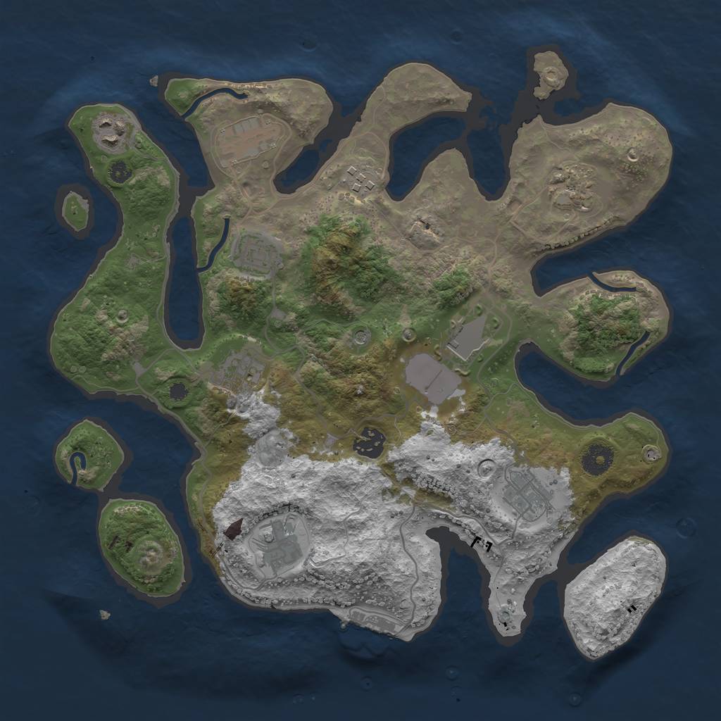 Rust Map: Procedural Map, Size: 3500, Seed: 1116052547, 14 Monuments