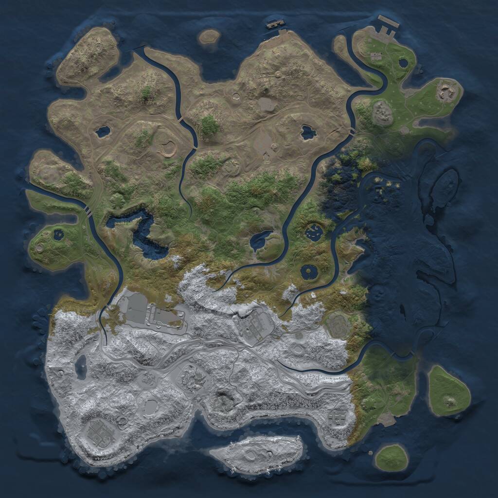 Rust Map: Procedural Map, Size: 4500, Seed: 1334824149, 16 Monuments