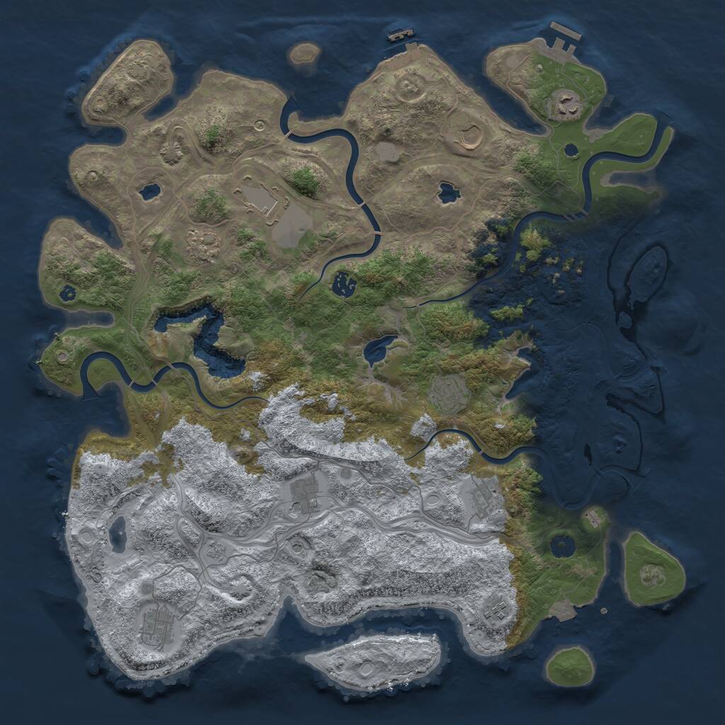 Rust Map: Procedural Map, Size: 4500, Seed: 1334824149, 16 Monuments