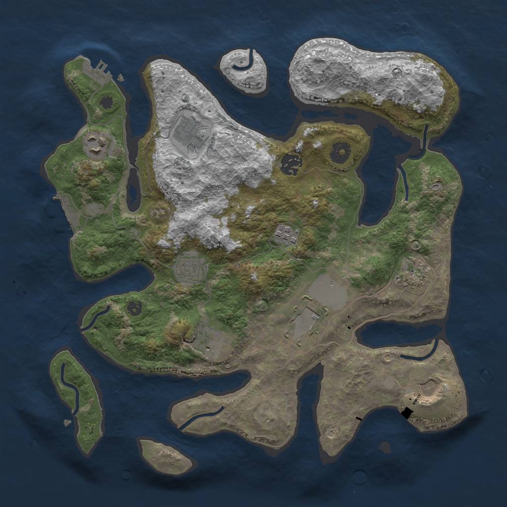 Rust Map: Procedural Map, Size: 3500, Seed: 1365995477, 13 Monuments