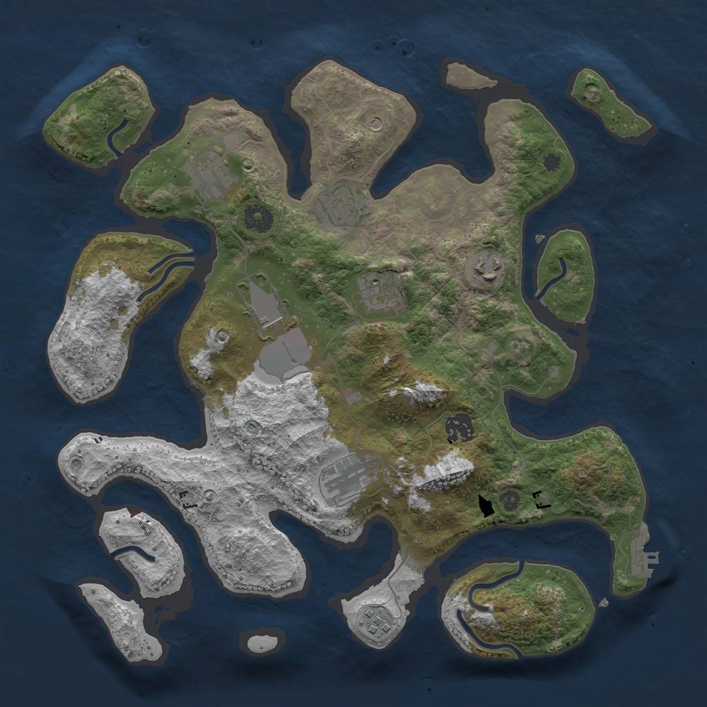 Rust Map: Procedural Map, Size: 3600, Seed: 77766666, 12 Monuments