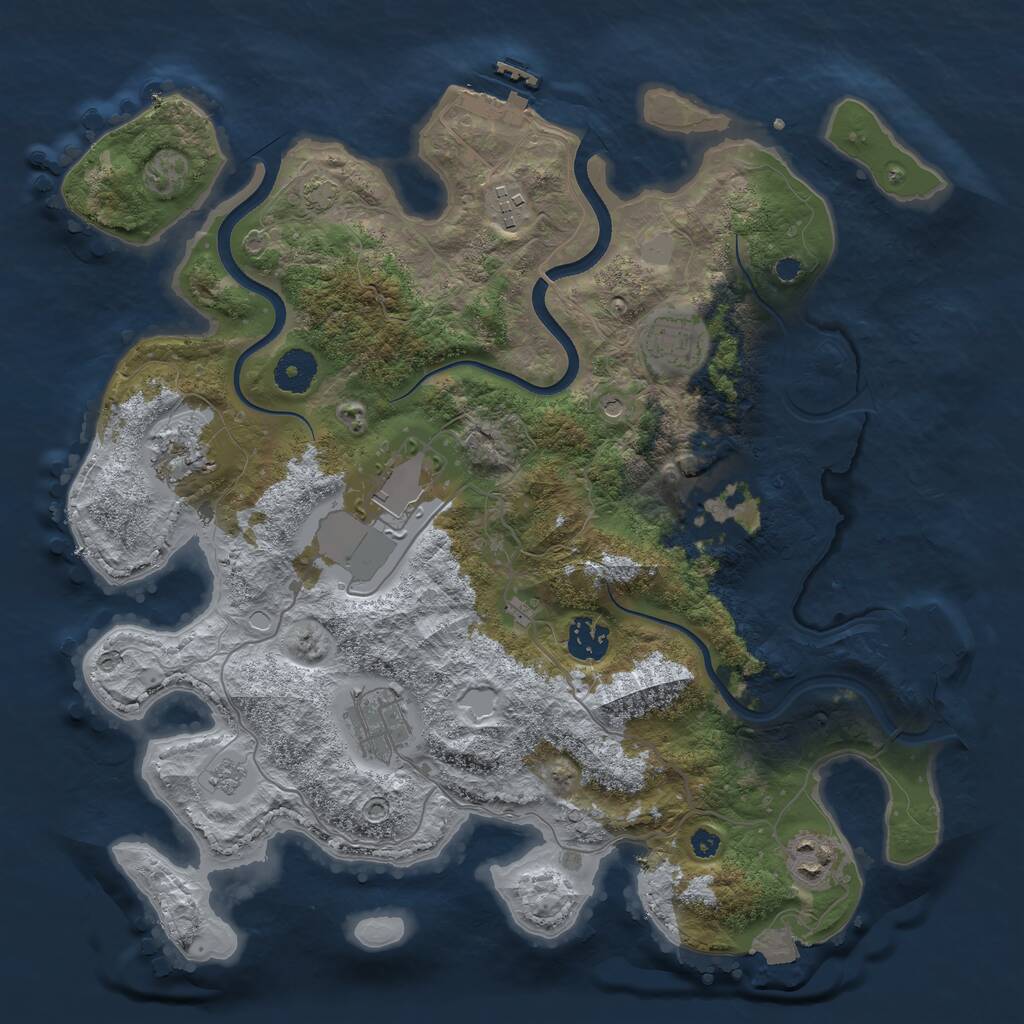 Rust Map: Procedural Map, Size: 3600, Seed: 77766666, 14 Monuments