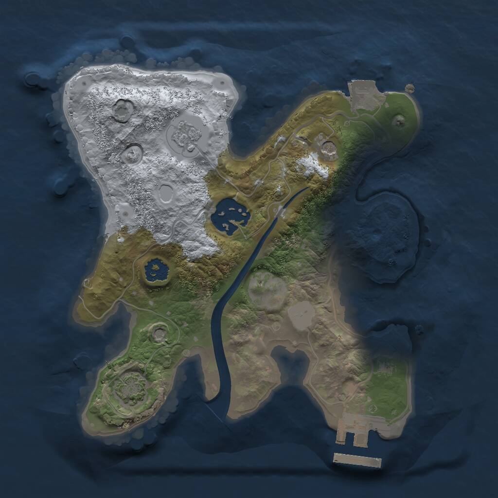 Rust Map: Procedural Map, Size: 2100, Seed: 54821, 6 Monuments