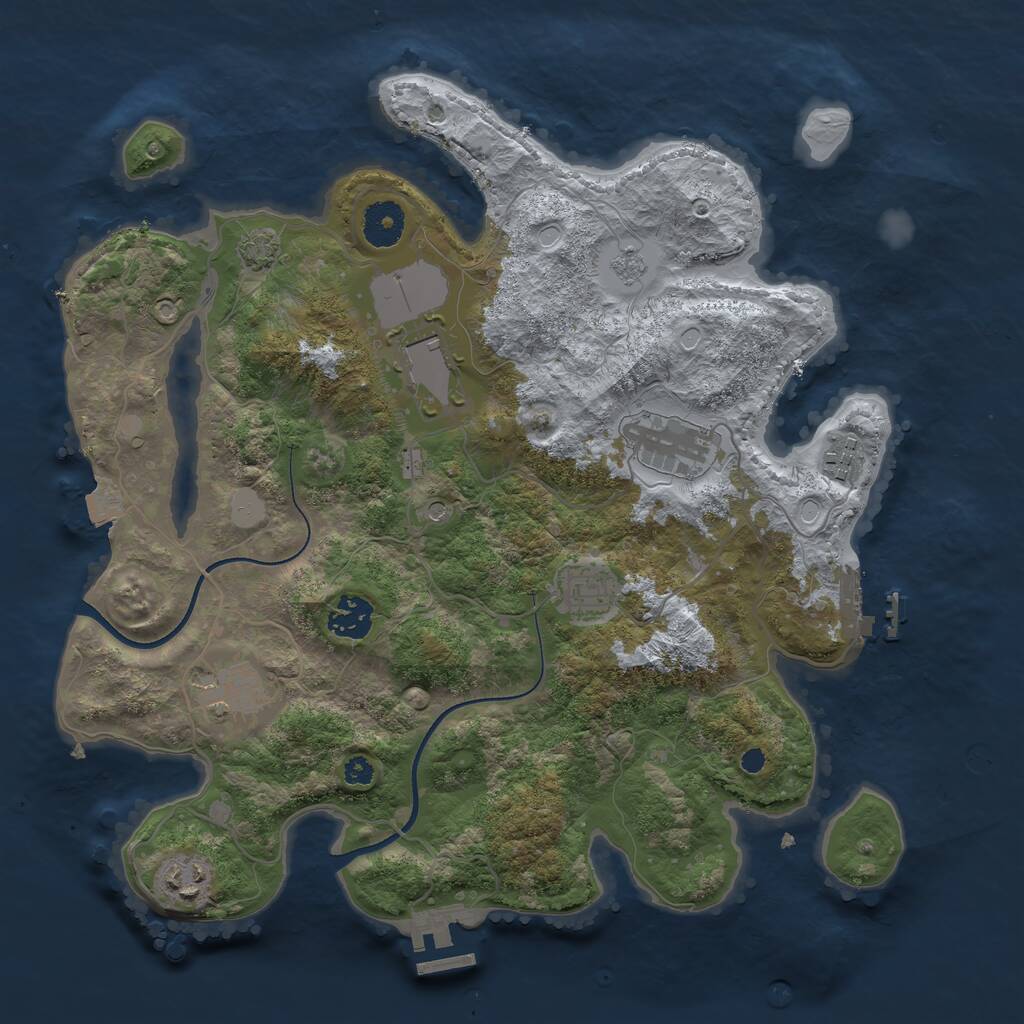 Rust Map: Procedural Map, Size: 3500, Seed: 9279797, 13 Monuments