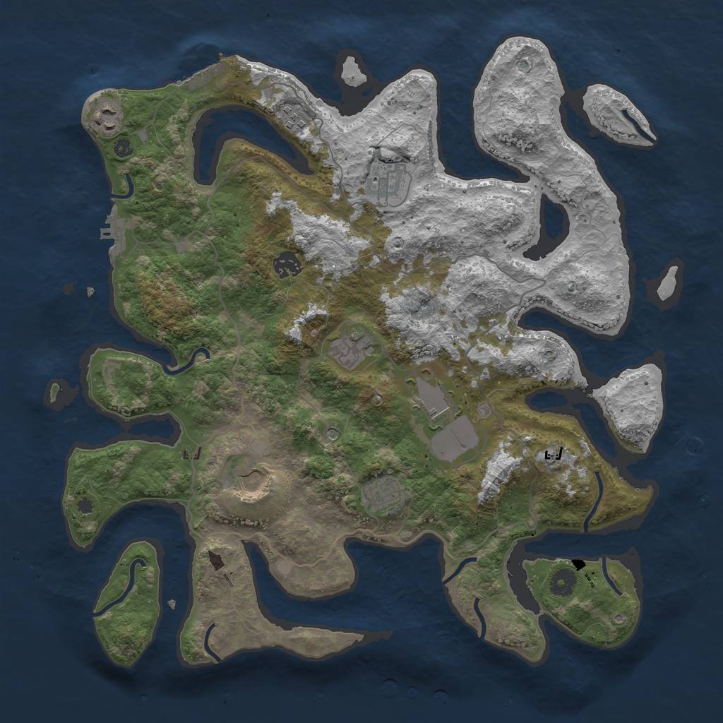 Rust Map: Procedural Map, Size: 4000, Seed: 7285493, 13 Monuments