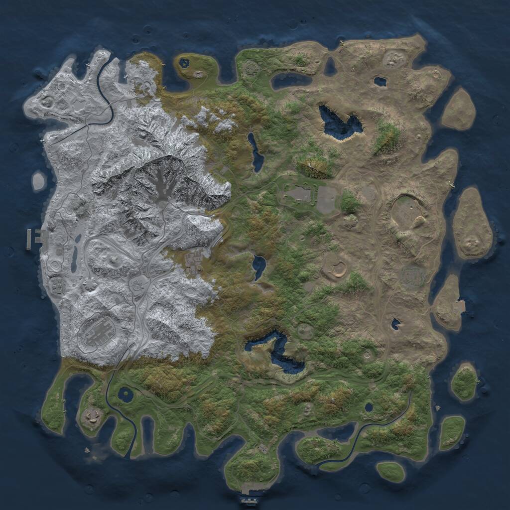 Rust Map: Procedural Map, Size: 5000, Seed: 54976199, 14 Monuments