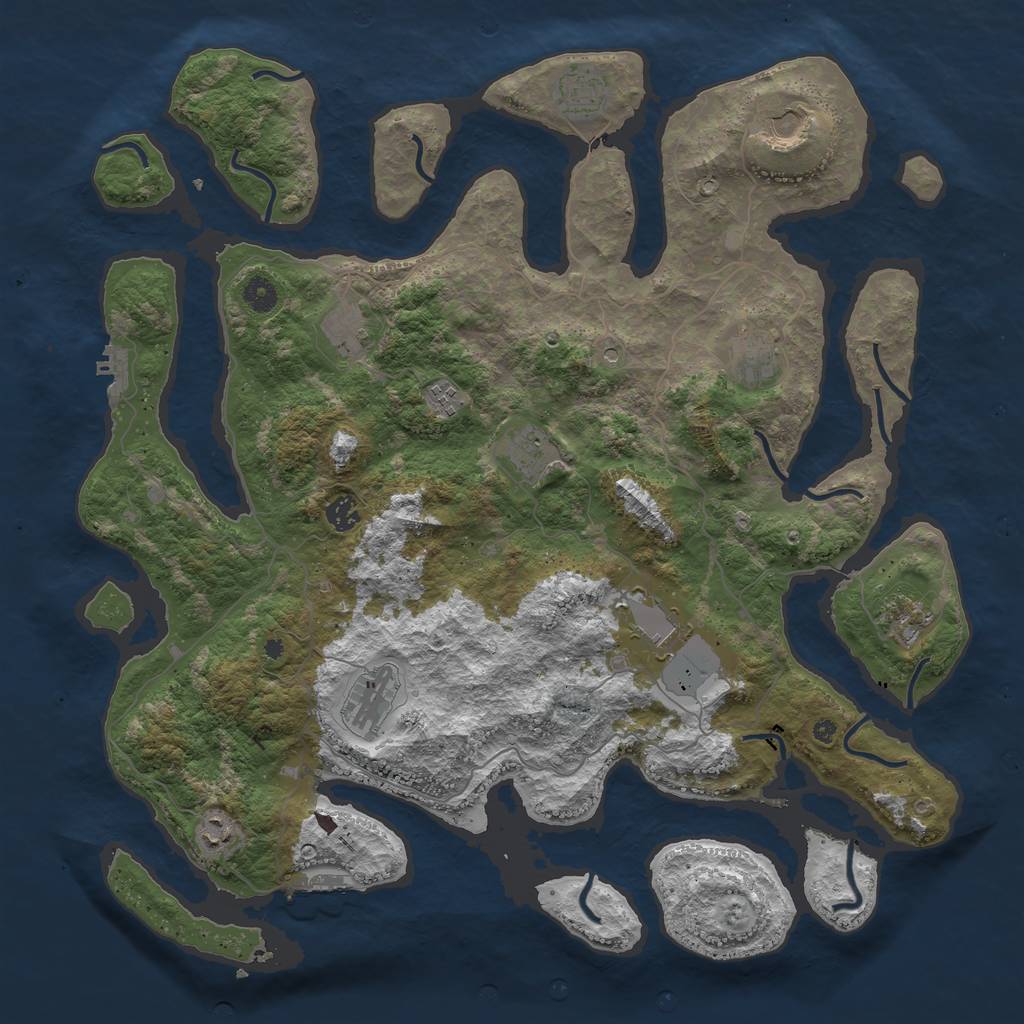 Rust Map: Procedural Map, Size: 4500, Seed: 1997058320, 16 Monuments