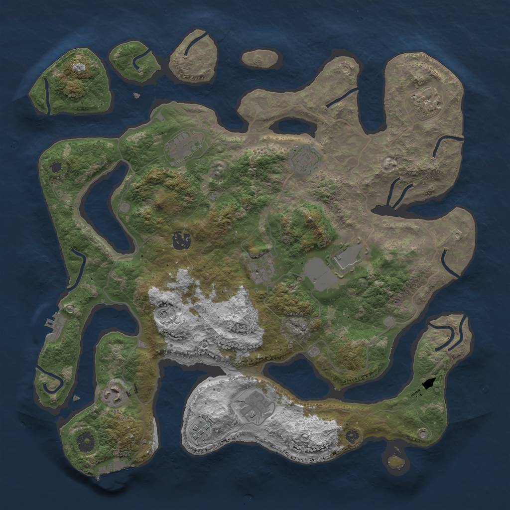 Rust Map: Procedural Map, Size: 4000, Seed: 1354008997, 14 Monuments