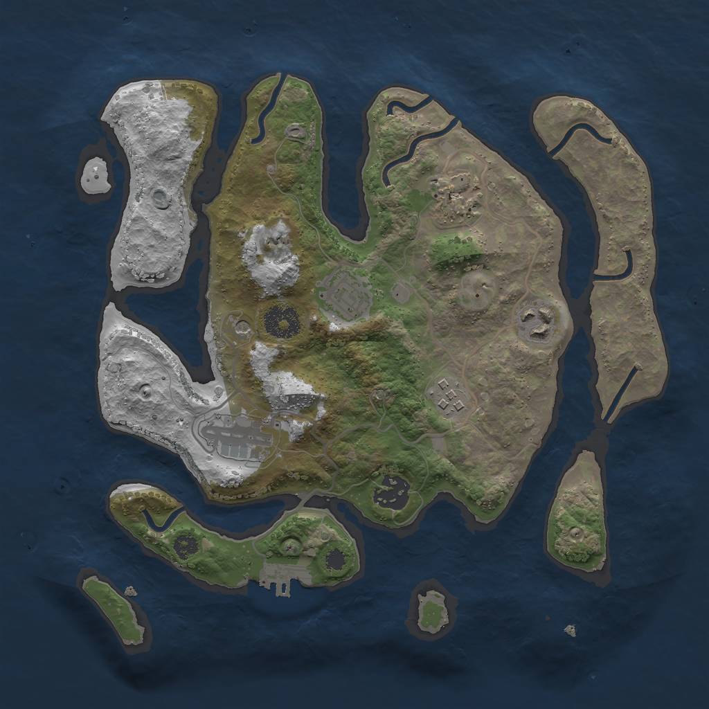 Rust Map: Procedural Map, Size: 3000, Seed: 48759, 10 Monuments