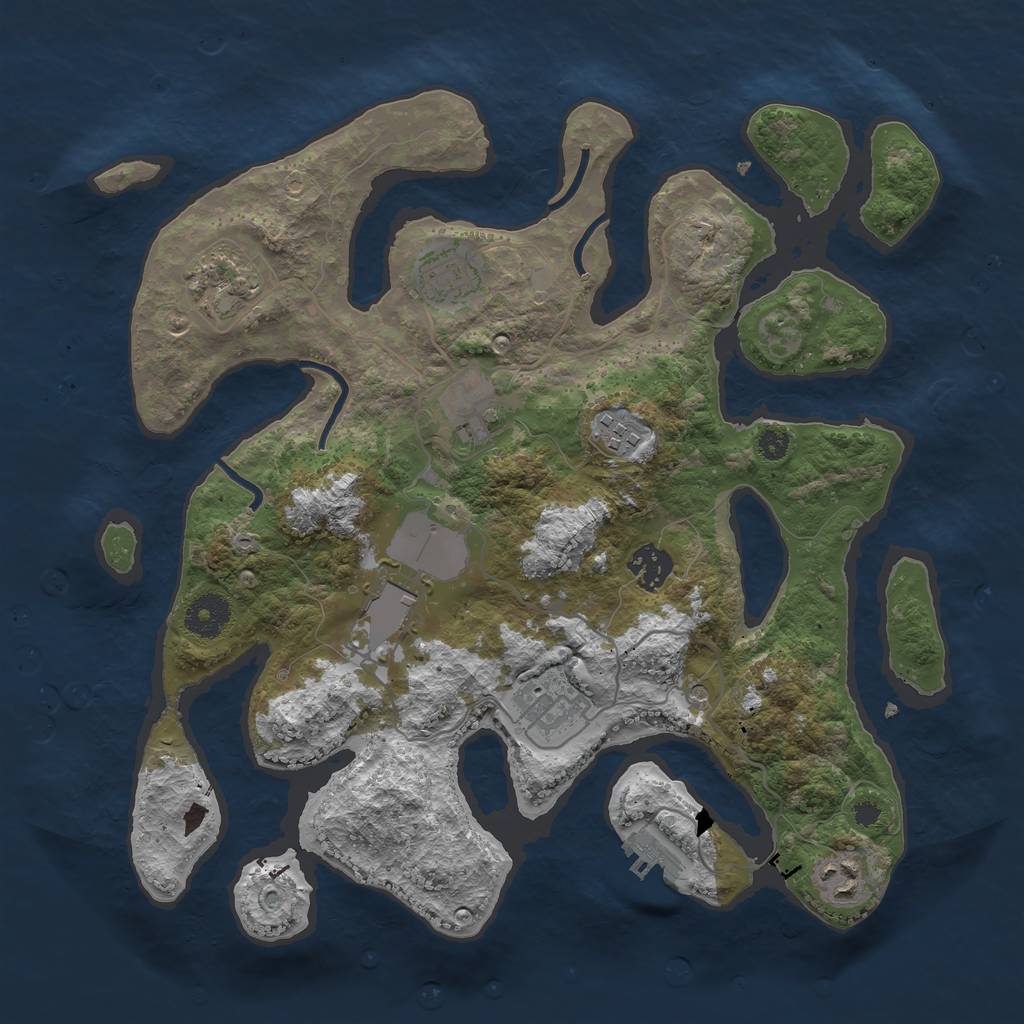 Rust Map: Procedural Map, Size: 3500, Seed: 643056, 12 Monuments