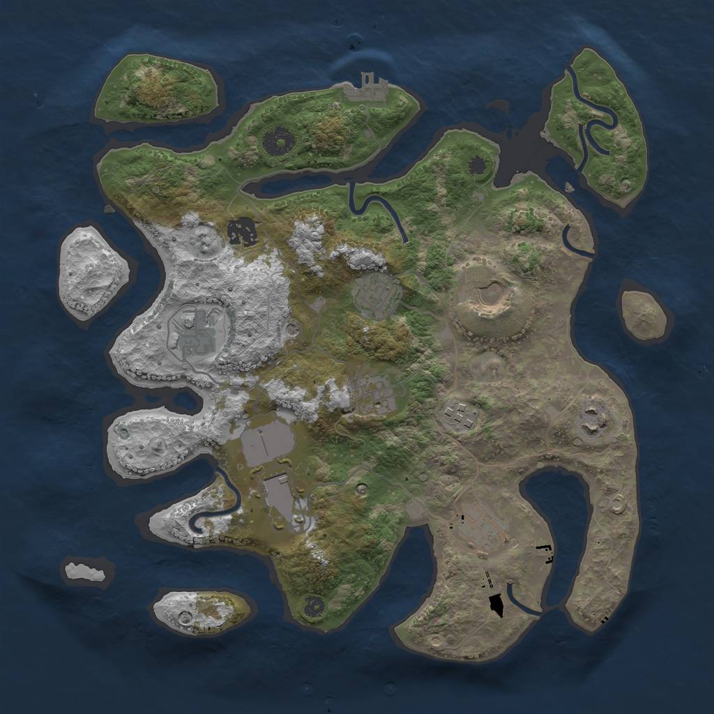 Rust Map: Procedural Map, Size: 3500, Seed: 66485, 13 Monuments