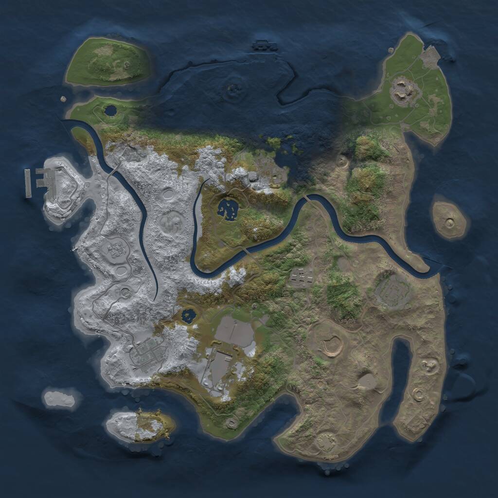 Rust Map: Procedural Map, Size: 3500, Seed: 66485, 14 Monuments