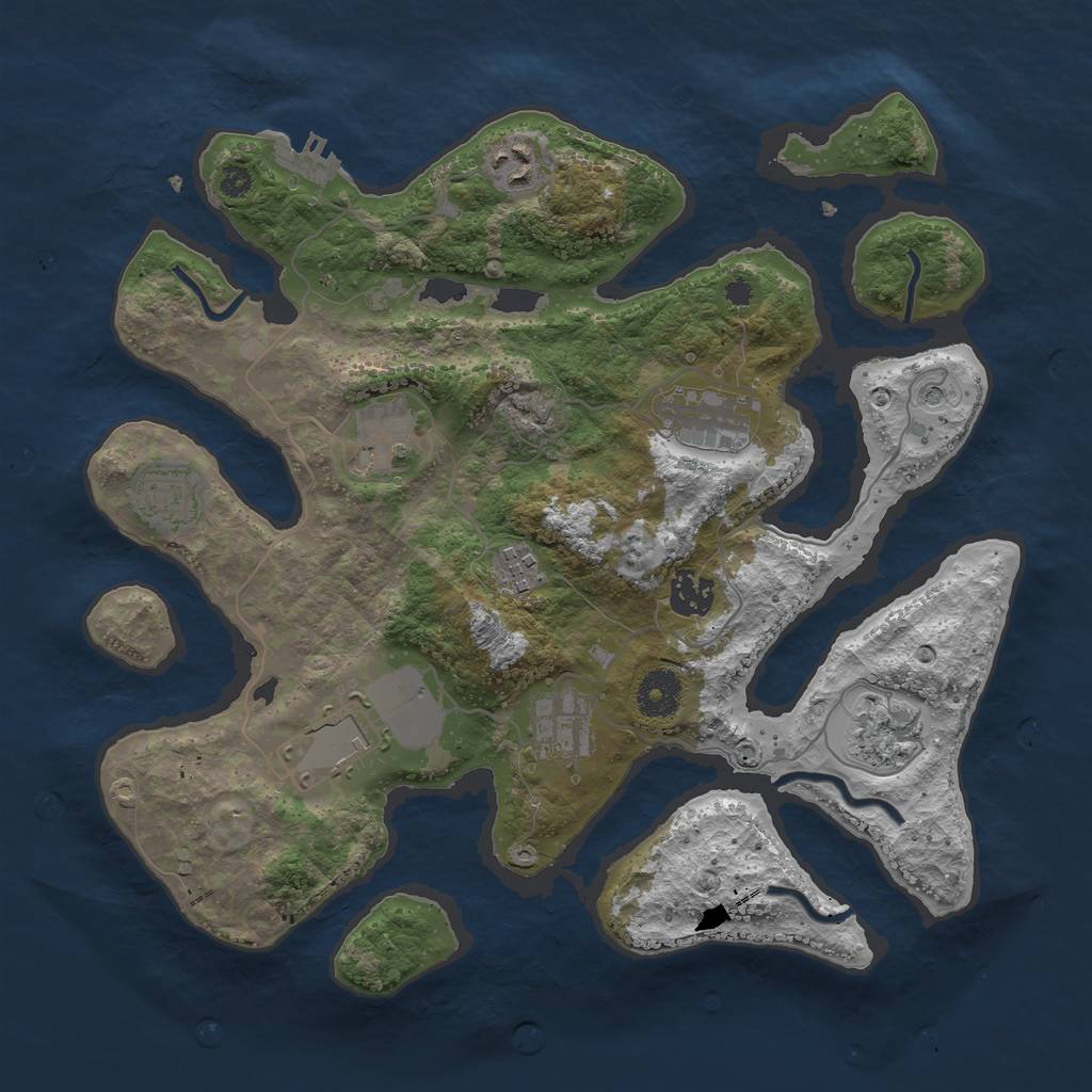 Rust Map: Procedural Map, Size: 3500, Seed: 1700287276, 13 Monuments