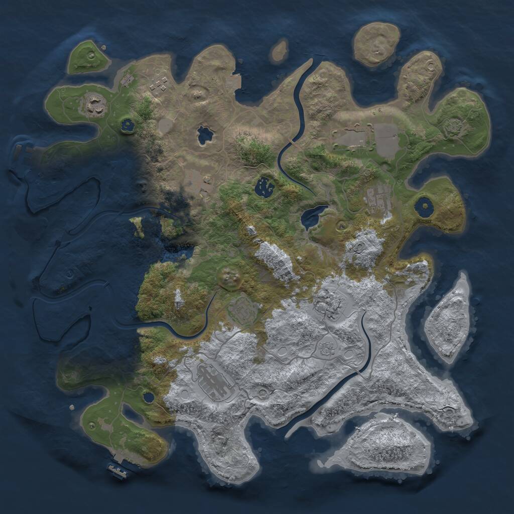 Rust Map: Procedural Map, Size: 4000, Seed: 5050, 15 Monuments
