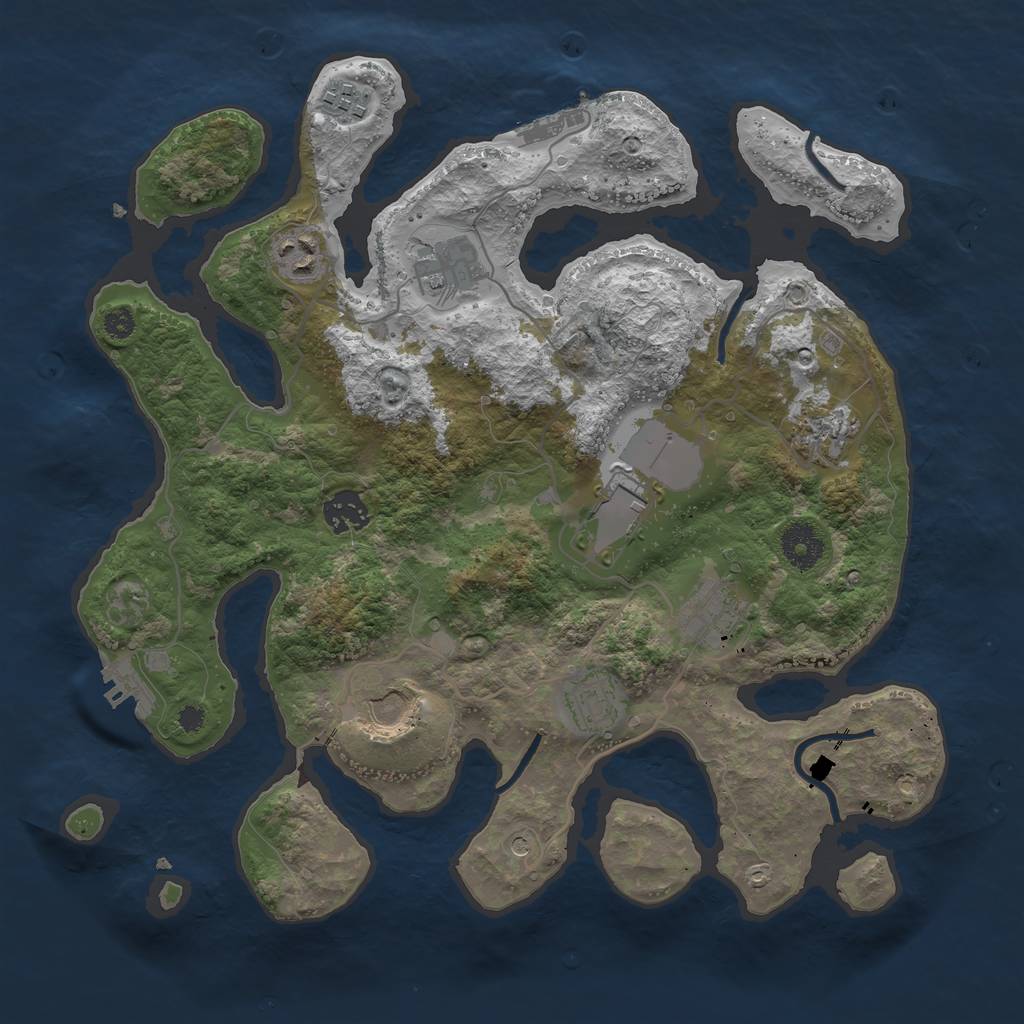 Rust Map: Procedural Map, Size: 3500, Seed: 136338998, 14 Monuments