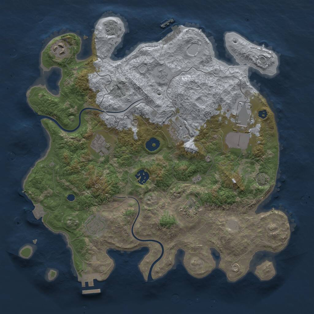 Rust Map: Procedural Map, Size: 3500, Seed: 136338998, 14 Monuments