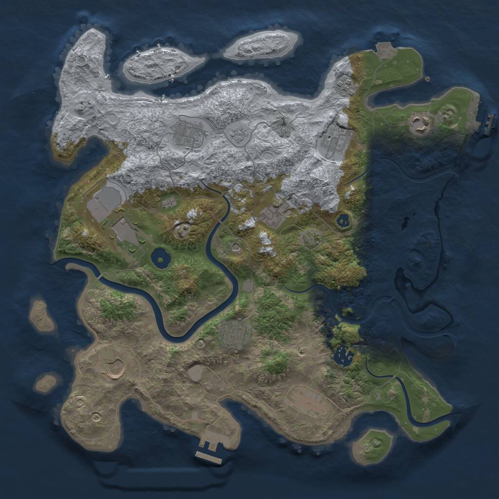 Rust Map: Procedural Map, Size: 3750, Seed: 368331868, 16 Monuments