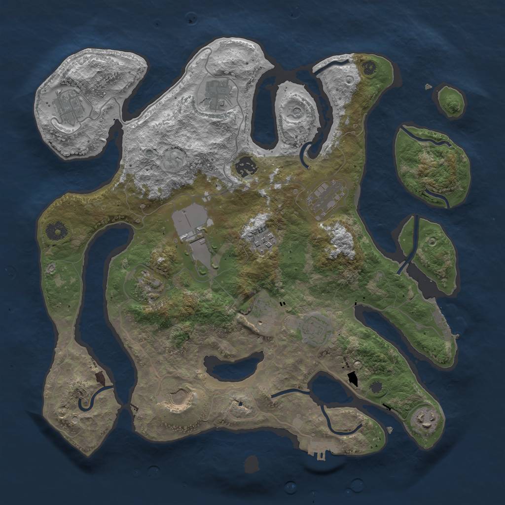 Rust Map: Procedural Map, Size: 3750, Seed: 544760037, 16 Monuments