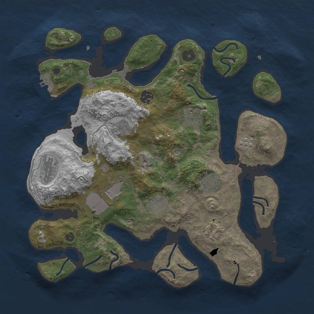 Rust Map: Procedural Map, Size: 3700, Seed: 665241240, 13 Monuments