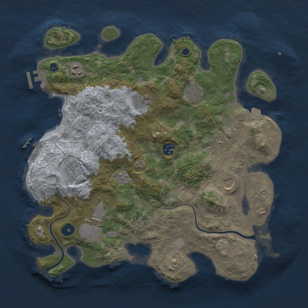 Rust Map: Procedural Map, Size: 3700, Seed: 665241240, 15 Monuments