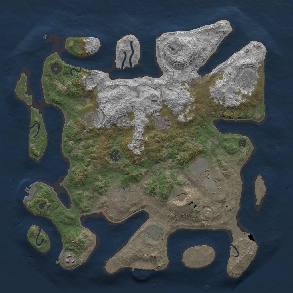 Rust Map: Procedural Map, Size: 4000, Seed: 68686868, 15 Monuments